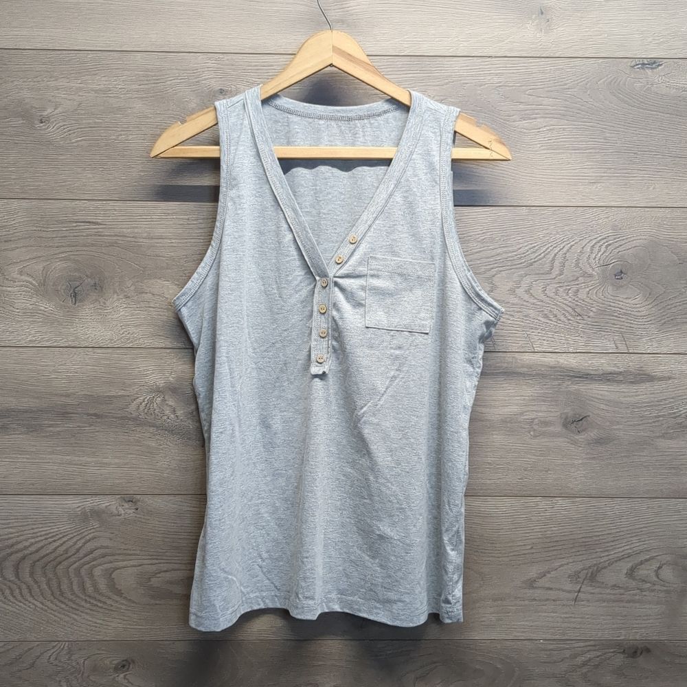 Emery Rose Sleeveless V Neck Button Blouse Women's Size XL, Gray